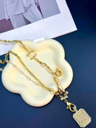 18K Gold Plated Brass Copper Designer Necklaces Chain Fashion Women Never Fading sweater Necklaces Wedding Jewellery Love Gifts