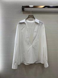 Women's Blouses 2024 Women Fashion Long Sleeve Sexy Casual Deep V Neck Loose Top Shirt 0404