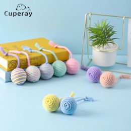 Toys Cat Colourful Cotton Rope Weave Ball Teaser Play Chewing Scratch Catch Toy Interactive Scratch Funny Chew Toy for Pet Cat Dog