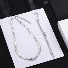 Luxury Designer Silver Jewellery Set Fashion Chokers Necklace Charm Bracelet for women's party birthday gift Jewellery High quality with box