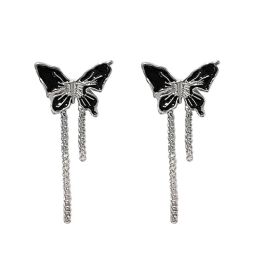 Earrings 10 pair / lot wholesale fashion jewelry metal butterfly chain tassel earrings for women