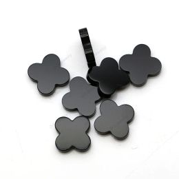 Strands Natural Black Agate Onyx Four Leaf Clover Stone Beads Loose Beads Jewellery Making DIY Bracelet Necklace Parts