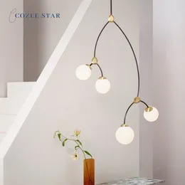 Chandeliers Modern LED Lighting Nordic Long Glass Iron Pendant Hanging Lamps Home Decoration Bedroom Living Room Lights Lustre