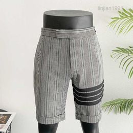 TB shorts mens summer four bar suit pants business casual shorts European and American mens TB bird Cheque five part pants trend
