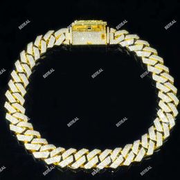 20mm 10k 14k colar cubano de ouro sólido entrega rápida simetria simetria moissanita diamante por atacado Cadeia de ligação cubana