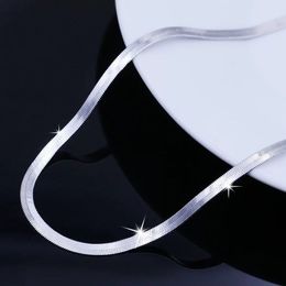 925 Sterling Silver Necklace Chains 4mm Snake Flat Link Chain Short Choker Blade Necklaces sailormoon goth sister have Clavicle Accessories Jewellery for Men Women