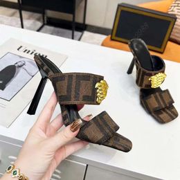 Designer Women high heel slippers summer classic letter sandals luxury fashion T Table shoes sexy and elegant thin high heel shoes party shoes slippers