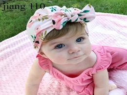 New Europe US Baby Hats Bunny Ear Caps Turban Knot Head Wraps Infant Kids India Hats Ears Cover Childen Floral Print Beanie H5402355358