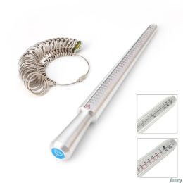 &equipments New Metal Ring Sizer Guage Mandrel Finger Sizing Measure Standard Tool Set