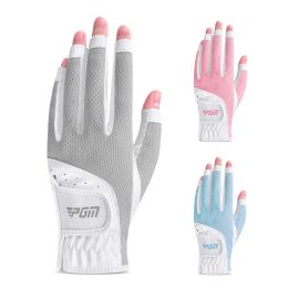 Accessories 1 Pair Women's Open Finger Golf Gloves Breathable Mesh PU Sunscreen Finger Cover for Outdoor Sports Such As Cycling And Fishing