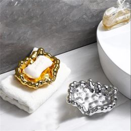 Set Bathroom Soap Dish Gold Chrome Soap Box Shower Soap Holder Sink Deck Bathtub Shower Tray Mesa Adornment