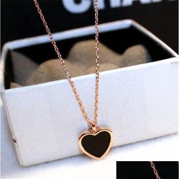Pendant Necklaces 18K Rose Gold Heart Real 925 Sterling Sier Charm Party Pendants Necklace For Women Bridal Fine Jewellery Gift Drop Del Dhnay