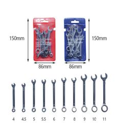 Hand Tools 10Pcsset MetricInch Ratchet Combination Wrench Set Home Bicycle Motorcycle Car Repair Ring Spanner Socket Wrenches2688719