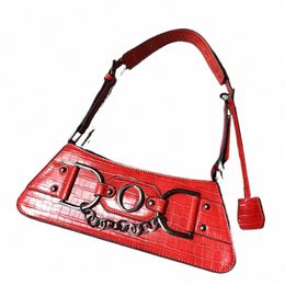 moto & Biker Bags For Women Luxury Designer Handbags Purses 2024 New In PU Crocodile Pattern Sequined Letters Chain Y2K Shoulder I0YQ#