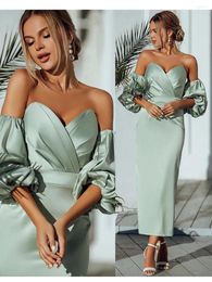 Party Dresses Vintage 2024 Sweetheart Pleats Short Puff Sleeves Length Mermaid Evening Gown Celebrity Prom