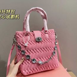 bag high definition Girls Sweet Shopping Folded Handheld Bucket Water Diamond Chain Tote Single Diagonal Straddle Female