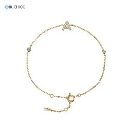 Strands Kikichicc 100% 925 Sterling Silver Alphabet V M Initial Letter Alphabet Crystal Bracelet Bangle Chain Women Luxury Jewellery