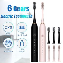 Heads Sonic Electric Toothbrush Ultrasonic Automatic USB Rechargeable IPX7 Waterproof Toothbrush Replaceable Tooth Brush Head J189