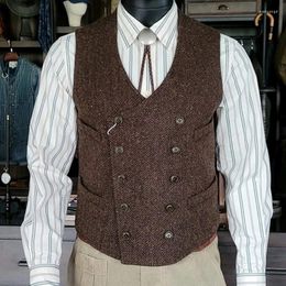 Men's Jackets Amekaji Wear Clothes Wool Double Breasted Vest Gentleman Vintage Good Quality