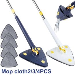 Triangle Mop 360° Rotatable Squeeze Free Hands Floor Cleaning Wet Dry 130cm For Home CeilingCorner Windows Clean Tools 240422