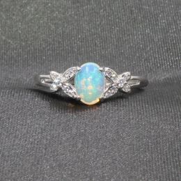 Rings Big sale low to earth natural opal gemstone ring for women real 925 silver natural gem birthday party gift 4*6mm size oval