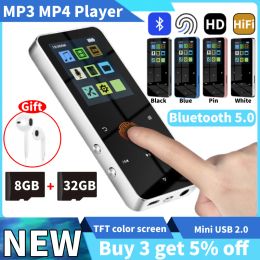 Player NEW 2.0 Inch Metal Touch MP3 MP4 Music Player Bluetooth 5.0 Supports Card, No FM Alarm Clock Pedometer eBook Builtin Speaker