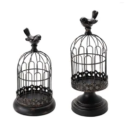 Candle Holders 2pcs Iron Art Gift Bird Cage Holder Set Bedroom Home Decor Table Centerpiece Party Wedding Living Room Gothic Display