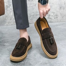 Casual Shoes 2024 Arrival Fashion Men Handmade Leather Mens Loafers Moccasins Slip On Men's Flats Male All-match Driving Footwear
