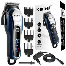 Trimmer Kemei 1995 Rechargeable LCD Display Hair Clipper Adjustable Powerful Motor Electric Beard Trimmer Men Hair Trimmer Machine