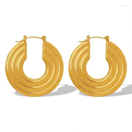 Backs Earrings OUDIANYA Jewellery EH184 Factory Price Wholesale Stainless Steel Gold Plated 18k Circle Fashion Threaded