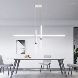 Chandeliers Modern Minimalist Creative Designer For The Dining Room Table Bar Lamp Straight Pendant Cylindrical Lights In Re