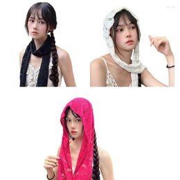 Scarves Ethnic Lace Scarf Bandana Girls Turban Hairband French Elegant Po Headscarf Women Summer Neck Hair Ornament Headwrap