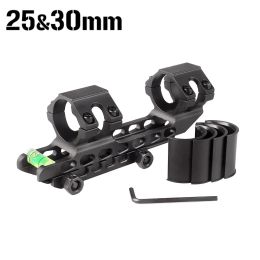 Scopes One Piece Picatinny Scope Mounts 25.4mm/30mm Double Rings Hunting Scope Adapter 20mm Weaver Picatinny Rail With Bubble Level