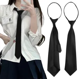 Bow Ties 2/1 Pcs Black Simple Clip On Tie Security Zipper Uniform Shirt Suit Neckties Steward Matte Versatile Neck Women Student