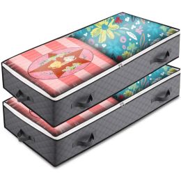 Bags Foldable Underbed Bags 2 Pack Blankets Clothes Comforters Storage Bag Breathable Zippered Organizer for Bedroom