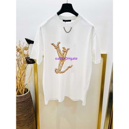 24SS Designer Shirt T-shirt Paris Street, Italy Fashion Summer Breathable T-shirt Sailing Fried Dough Twists Rope Mirror Print Chain Half Sleeve Men's T-shirt 1110