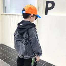 Jackets Jeans Jacket Boys Kids Denim 2024 Spring With Hood Motorcycle Coat Outerwear Baby Outfit Children Windbreaker 2 3 4 5 6 Years