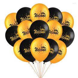 Party Decoration 10Psc/Set 12Inch Welcome Home Latex Balloons Black Gold For Graduation Relocation FamIly Decorations