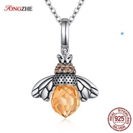 Necklaces TONGZHE 925 Sterling Silver Necklace Women Orange Honey Bee Animal Charm Choker Necklaces Pendants Fine Jewellery Products