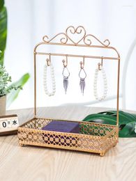 Hooks Wrought Iron Jewellery Display Rack Nordic Metal Dressing Desktop Multi-function Hanging Necklace Earrings Storage