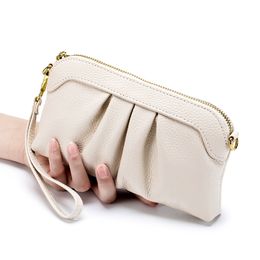 New texture Mom Bag Temperament Soft leather single shoulder crossbody bag Top Layer cowhide All-match women's pleated clutch bag