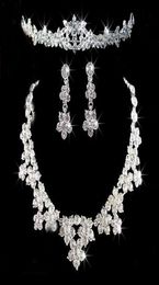 Wedding Jewelry Sets Shining 3 Sets Rhinestone Bridal Jewelery Accessories Crystals Necklace and Earrings for Prom Pageant Party4722454