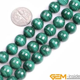 Strands Natural Stone Malachite Round Spacer Loose Beads For Bracelet,Necklace Jewellery Making Strand 15"6mm 8mm 10mm 11mm Selectable