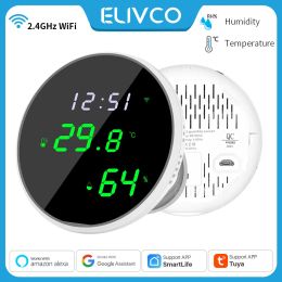 Control Tuya Smart Temperature And Humidity Sensor WiFi Indoor Hygrometer Thermometer LCD Display Backlight Support Alexa Google home