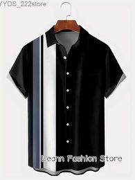 Men's Casual Shirts New mens summer Haian vacation shirt casual and fashionable clothing mens button up collar shirt fashionable geometric printed shirt yq240422