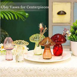 Vases Glass Flower Vase Unique Mushroom Planter For Home Decor Cute Plant Propagation Station Hydroponic Indoor Women