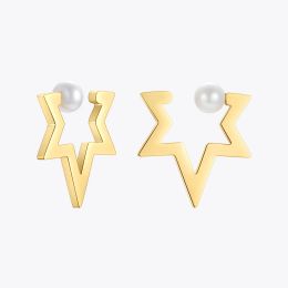 Earrings ENFASHION Pearl Star Ear Cuff Gold Color Earrings For Women Stainless Steel Fake Piercing Earings 2021 Fashion Jewelry E211329