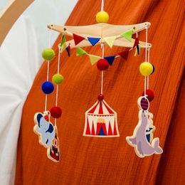 Baby Crib Mobiles Rattles Music Educational Toys Circus Troup born Mobile Bed Bell Bracket Boy Wooden Accessories Gifts 240418