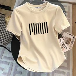 Summer curved belly covering and slimming short sleeved T-shirt top chubby mm large womens clothing western-style pure cotton half sleeved T-shirt 200 pounds