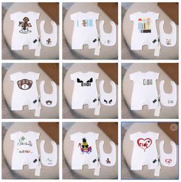 Babies Rompers kids designer letter bear letter printed short Sleeve Jumpsuit summer 100% cotton baby brand Bodysuit newborn soft onesie 59-90cm Z7817